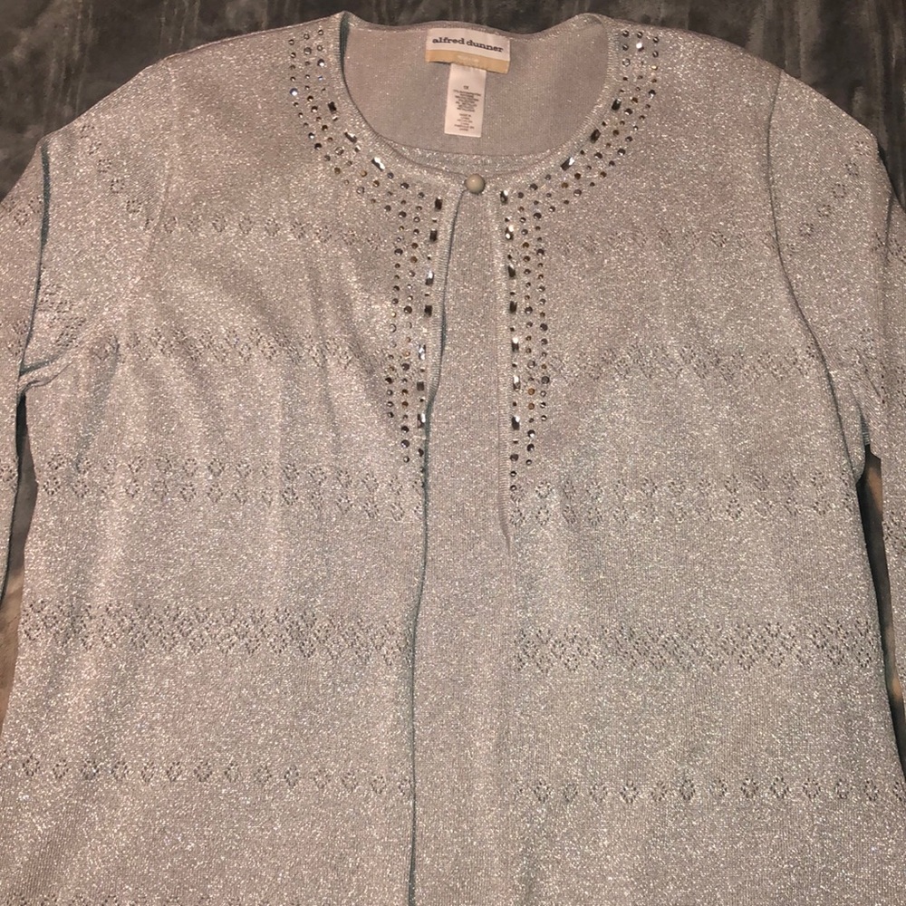 1X Alfred Dunner silver 3/4 Sleeve Blouse